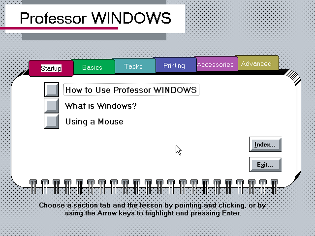 Professor Windows - Menu